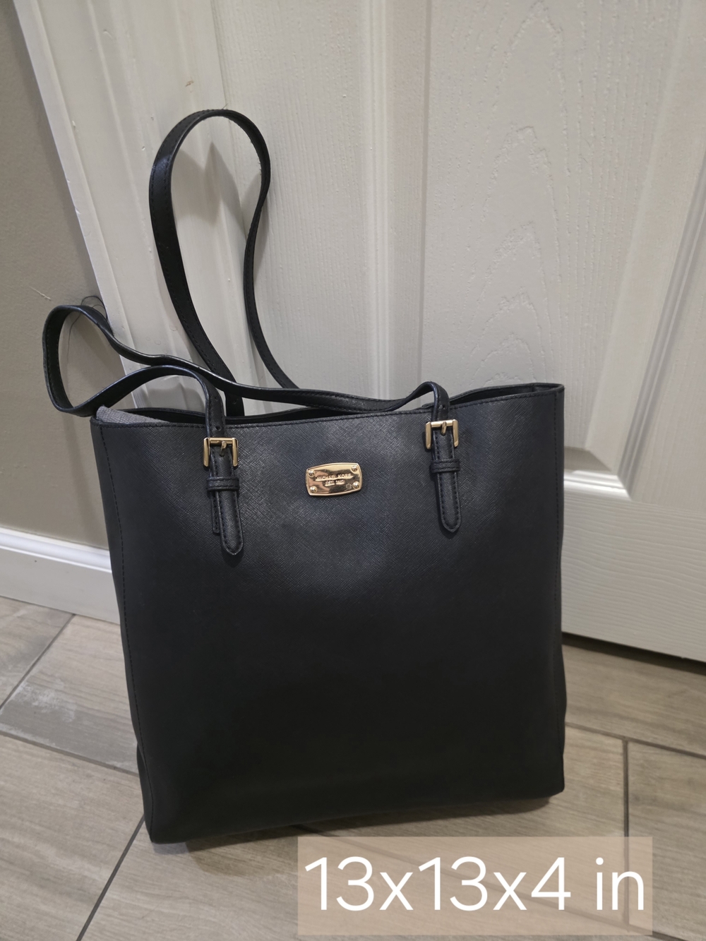 Michael Kors Black Saffiano Leather Tote with Gold Hardware